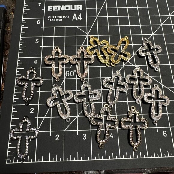 Rhinestone cross connector beads multi finish jewelry making - Picture 1 of 4